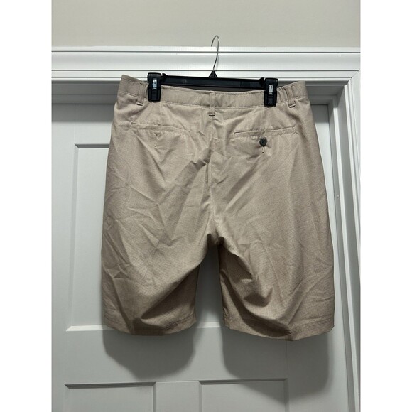 Men's Pebble Beach Golf Shorts Size 34 Khaki Check Tan Beige Stretch Polyester - Picture 5 of 5